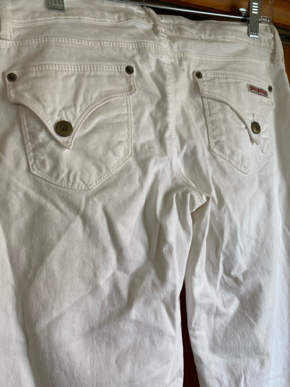 Hudson Jeans Women's 28/33” Straight-Leg White Denim Pants Flap Pockets Designer - Picture 7 of 13